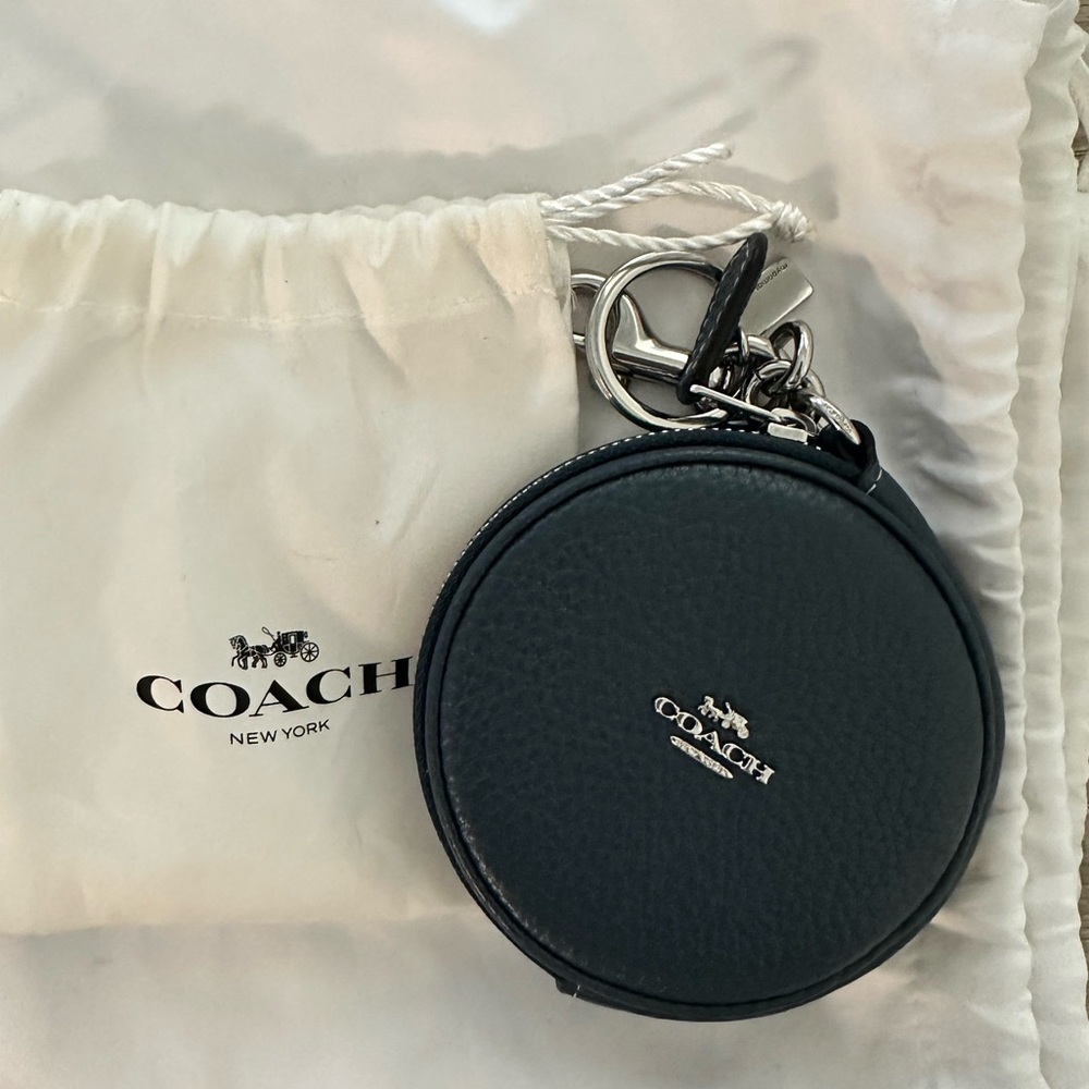 Coach Navy Round Coin Pouch